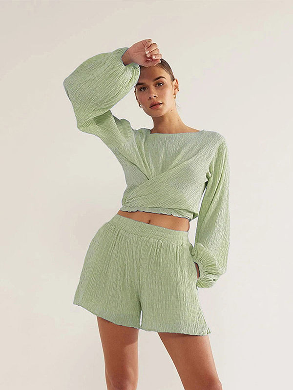 Long sleeve shirt  two-piece lantern sleeve