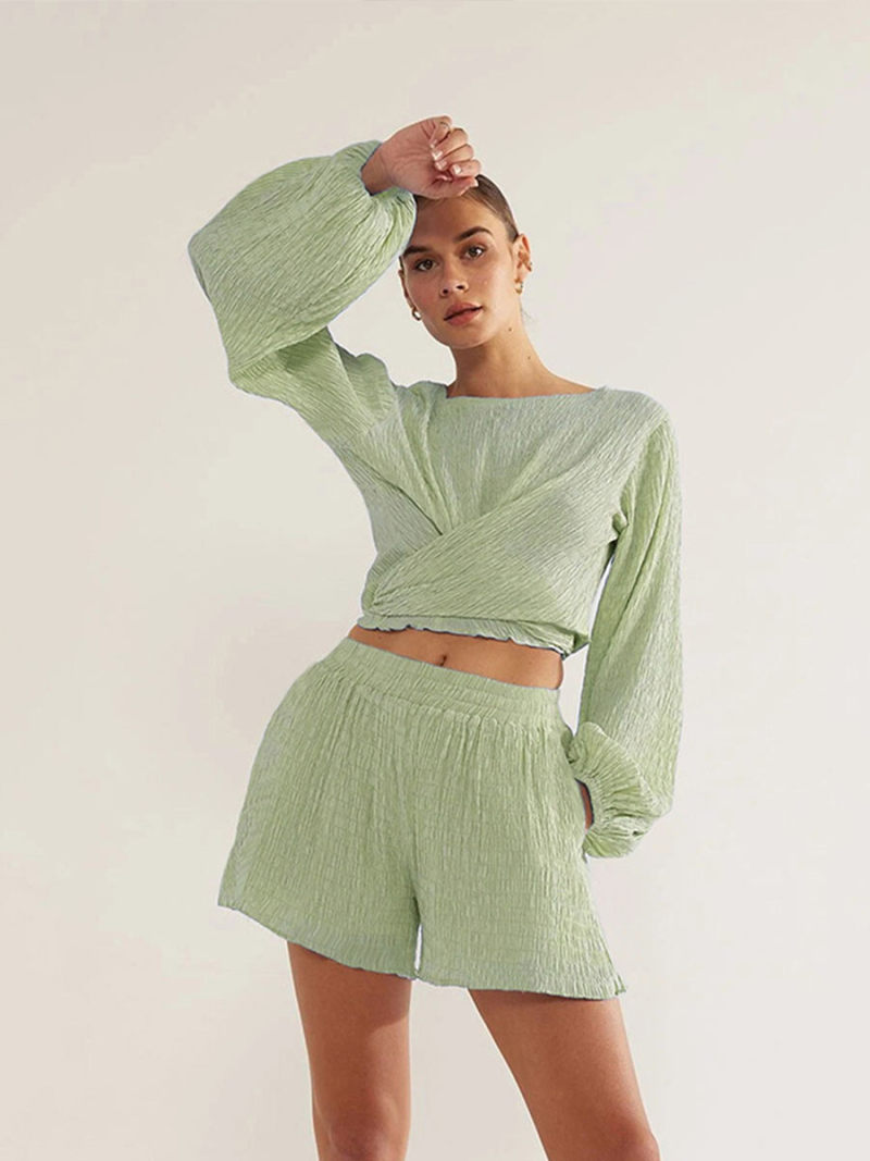 Long sleeve shirt  two-piece lantern sleeve