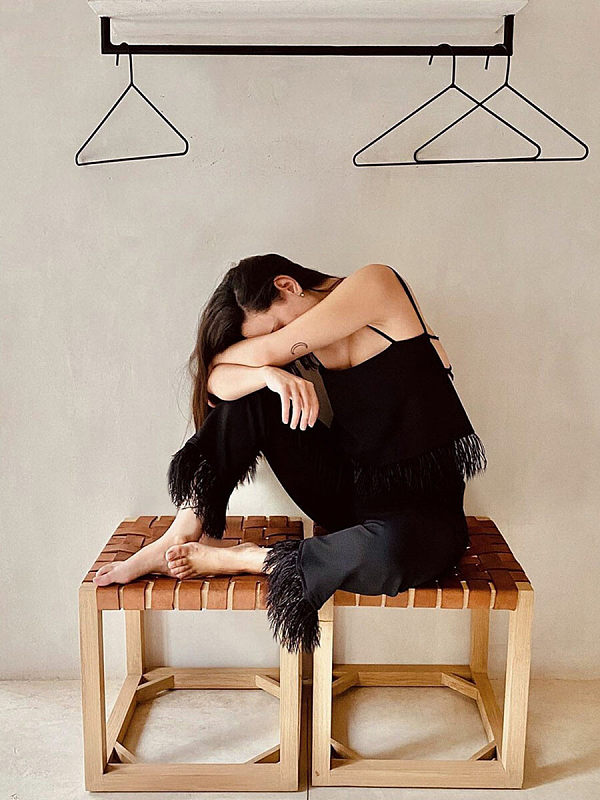 Condole belt vest two-piece pants feathers