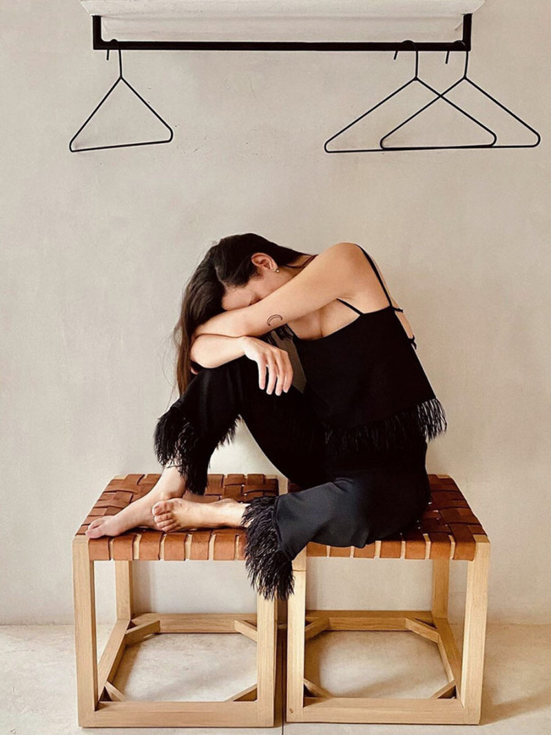 Condole belt vest two-piece pants feathers