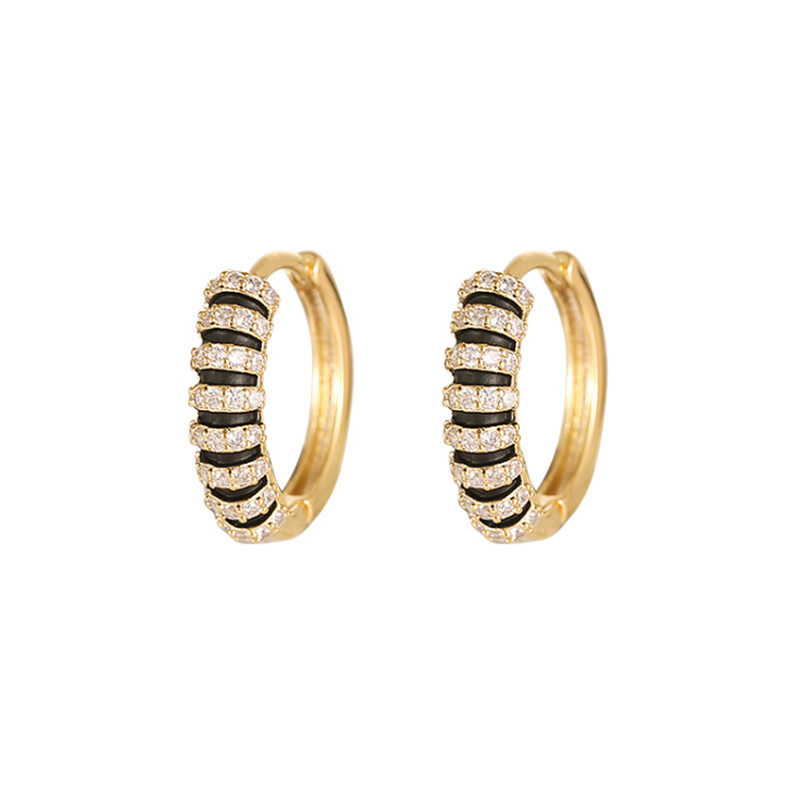 Earrings with diamante in gold s925 hoop