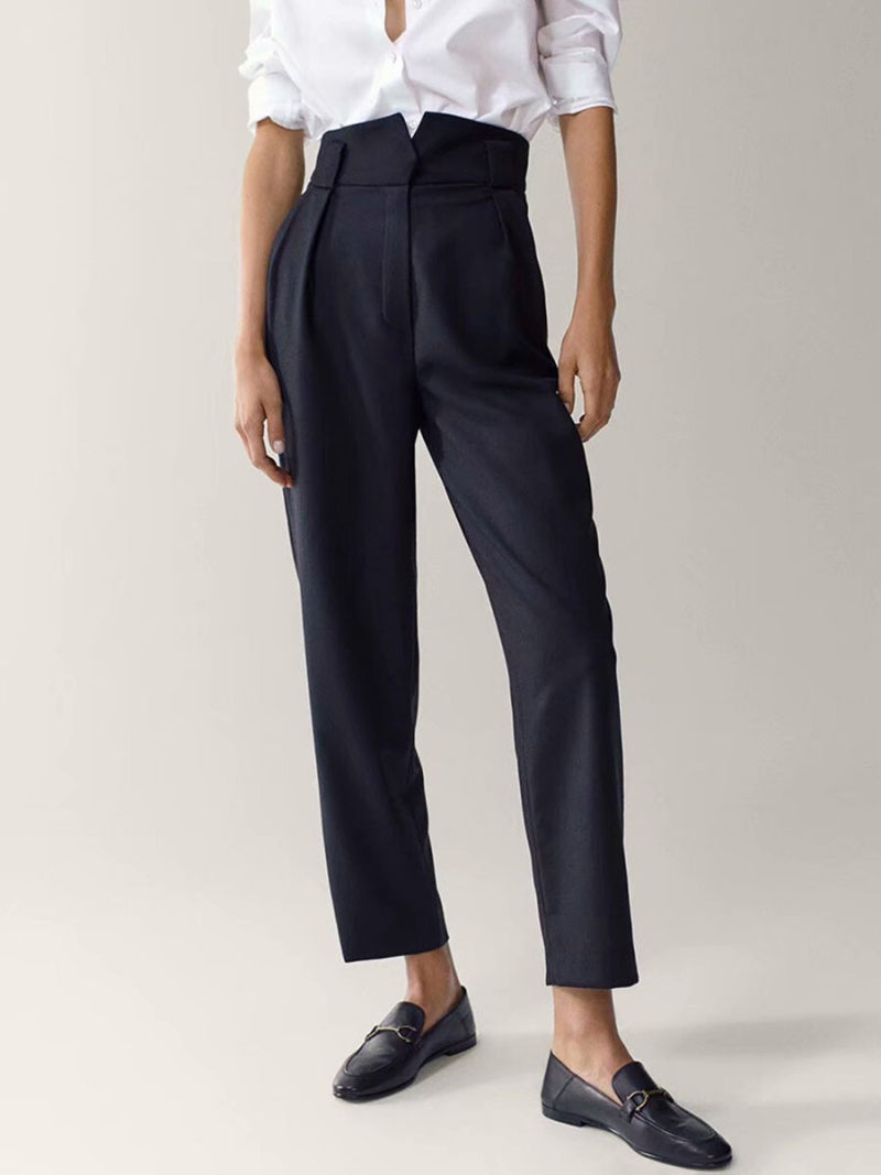 Flannel trousers of straight