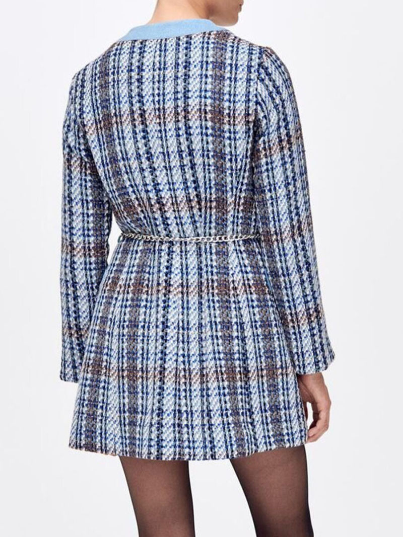 Grid tweed coat dress