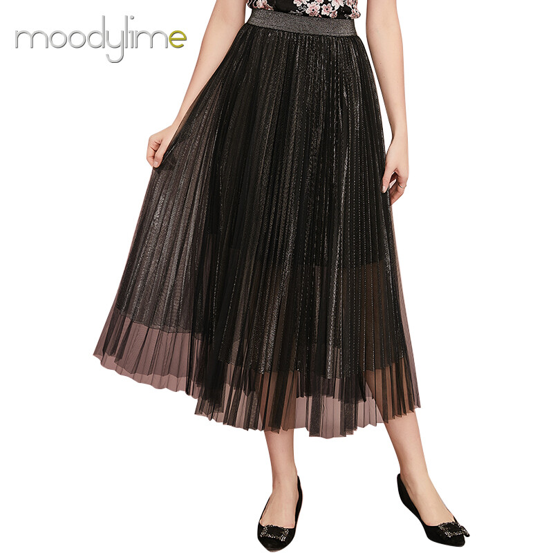 Mesh Ruched Mide Skirt