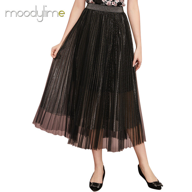 Mesh Ruched Mide Skirt