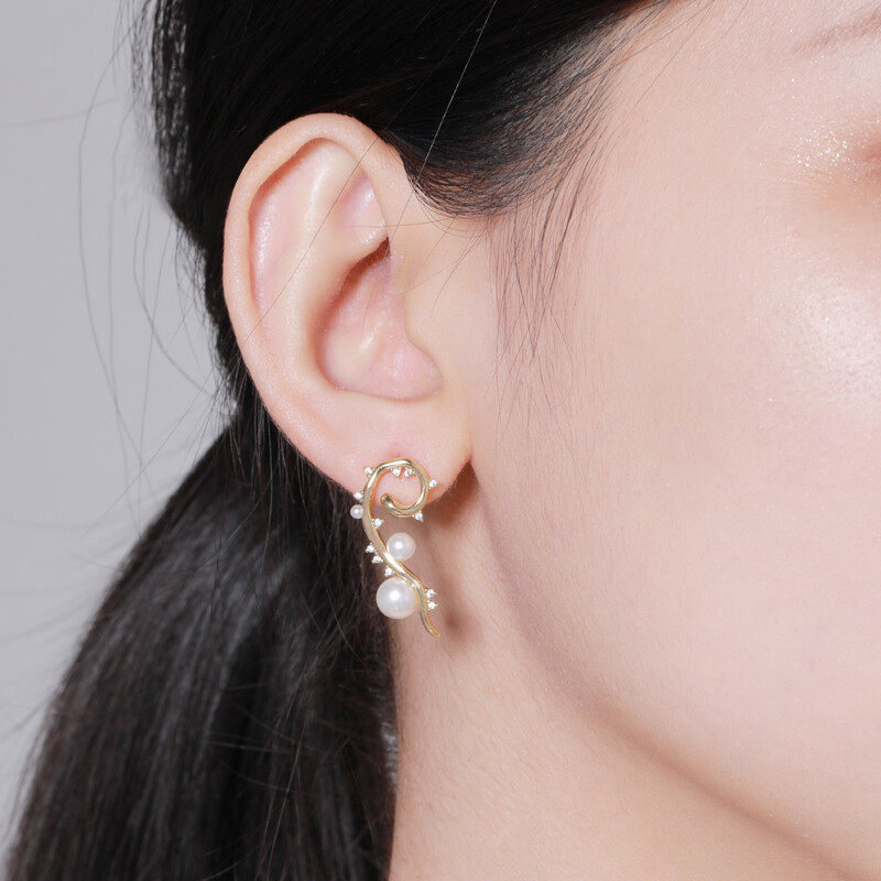 Hoop earrings with pearl drop  s925 hoop