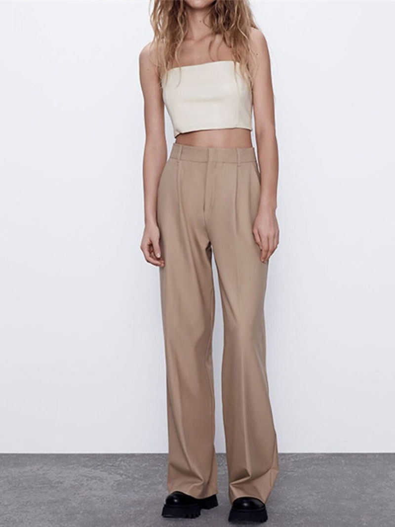 Tall waist leisure trousers