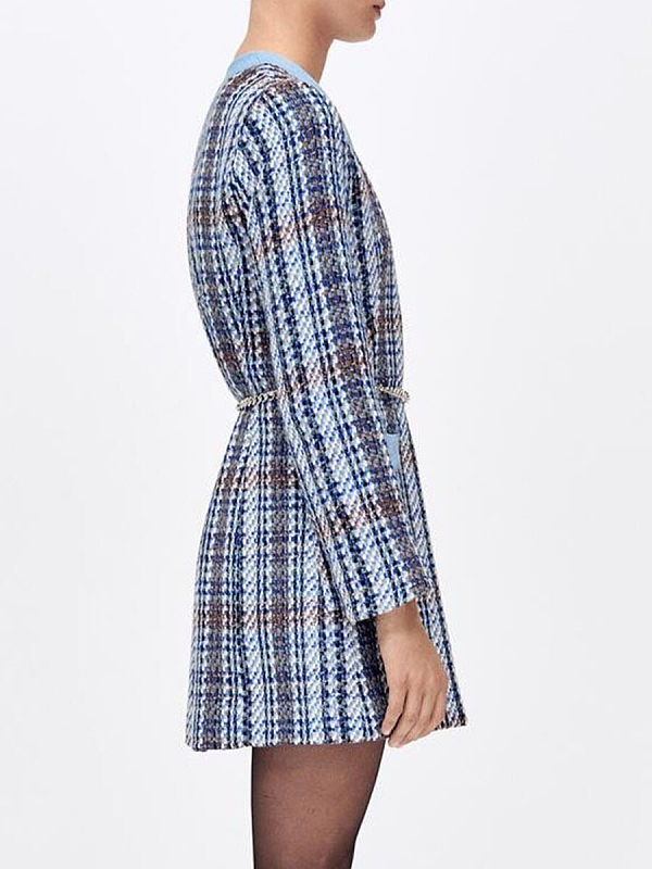 Grid tweed coat dress