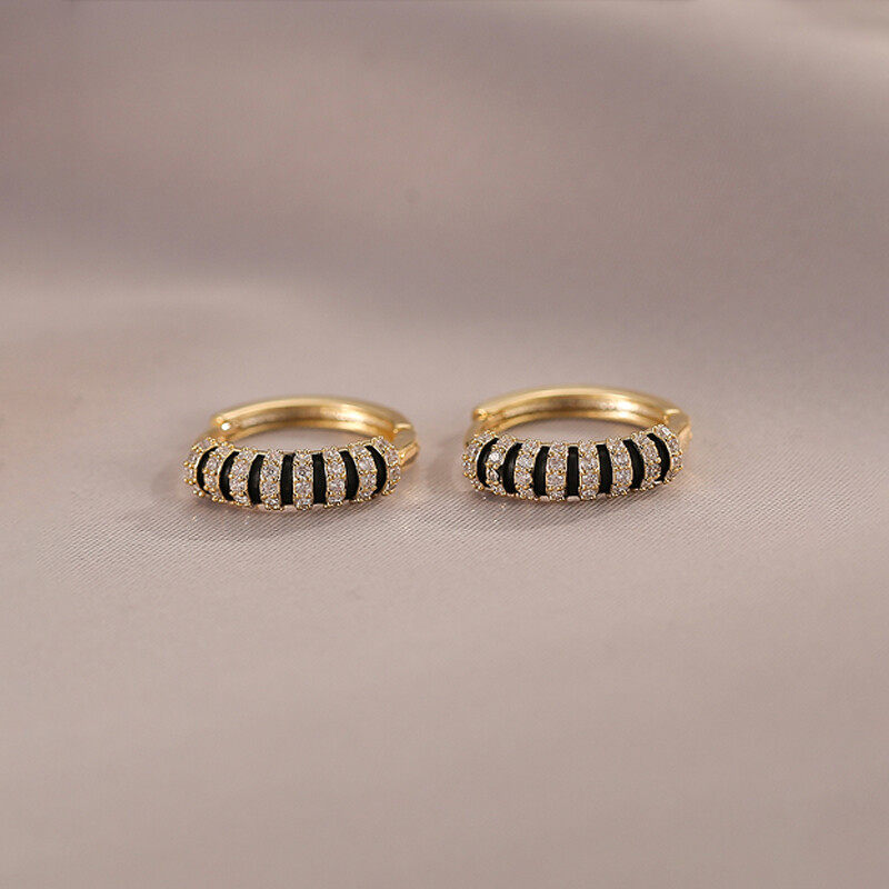 Earrings with diamante in gold s925 hoop