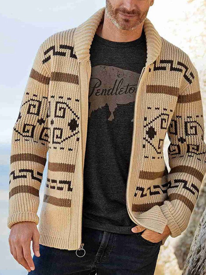 New Look fisherman rib shawl neck cardigan in Mulit