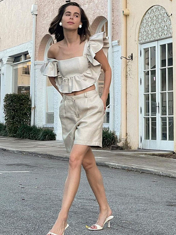 Feifei two-piece sleeve vest shorts