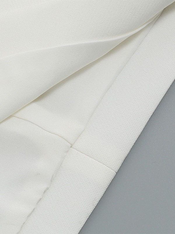 White long-sleeved v-neck small two-piece suit a skirt