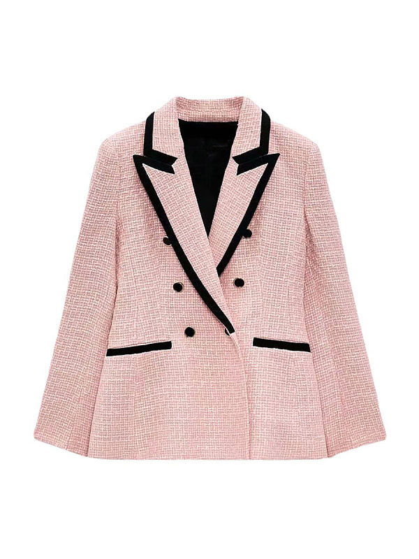 Pink tweed joining together cultivate one's morality suit