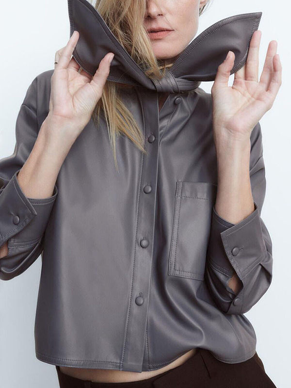 Bowknot is acted the role of imitation leather shirt