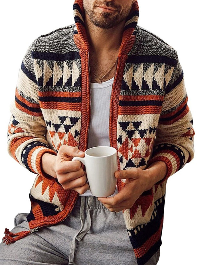 New Look fisherman rib High  neck cardigan in Mulit