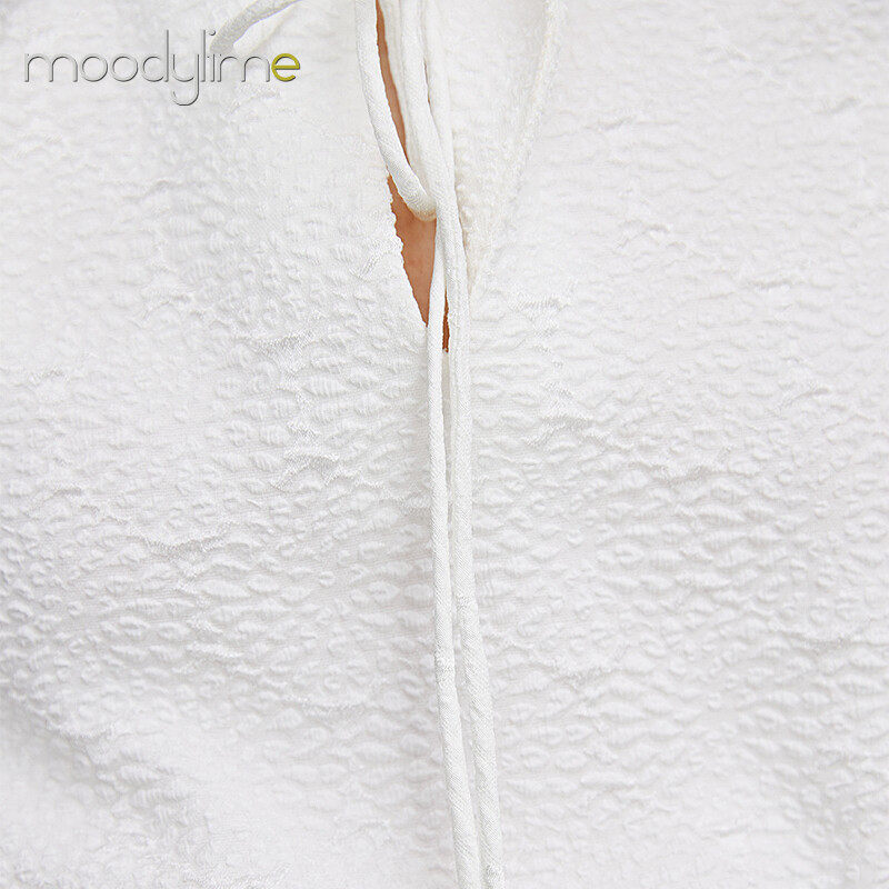 High Neck Tie Details Ruched Sleeves Blouse