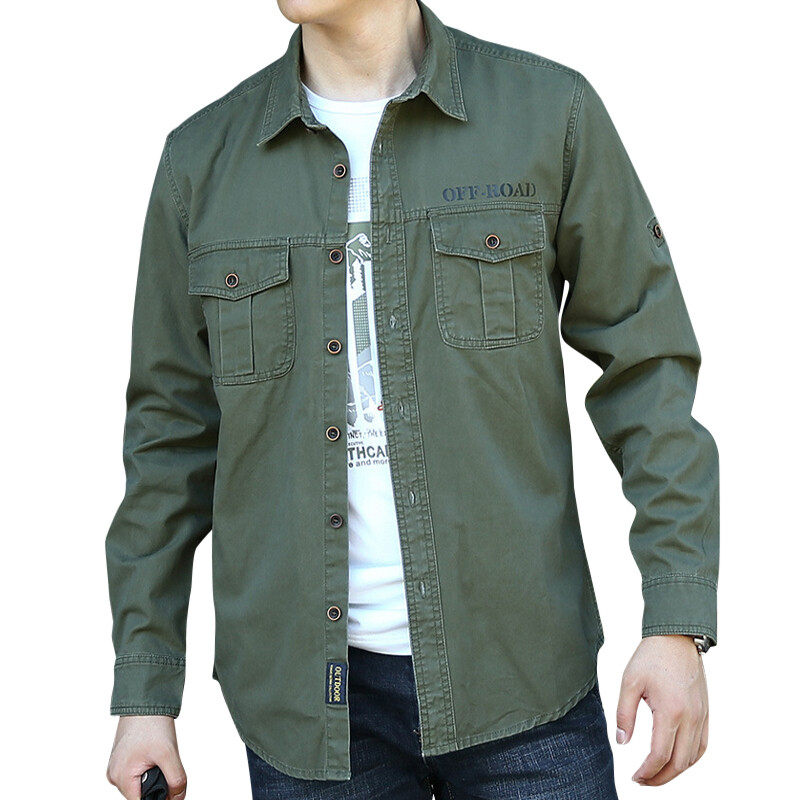 Worker Shirt In Black With Two  Pockets On Front