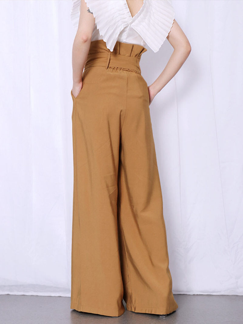 Tall waist wide-legged trousers slacks