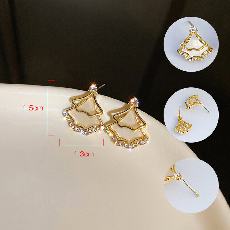 earrings Earrings With diamante in gold and shell  s925 hoop