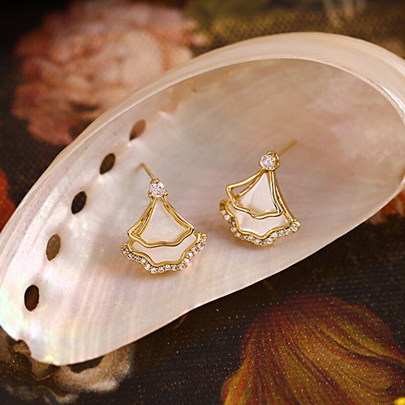earrings Earrings With diamante in gold and shell  s925 hoop