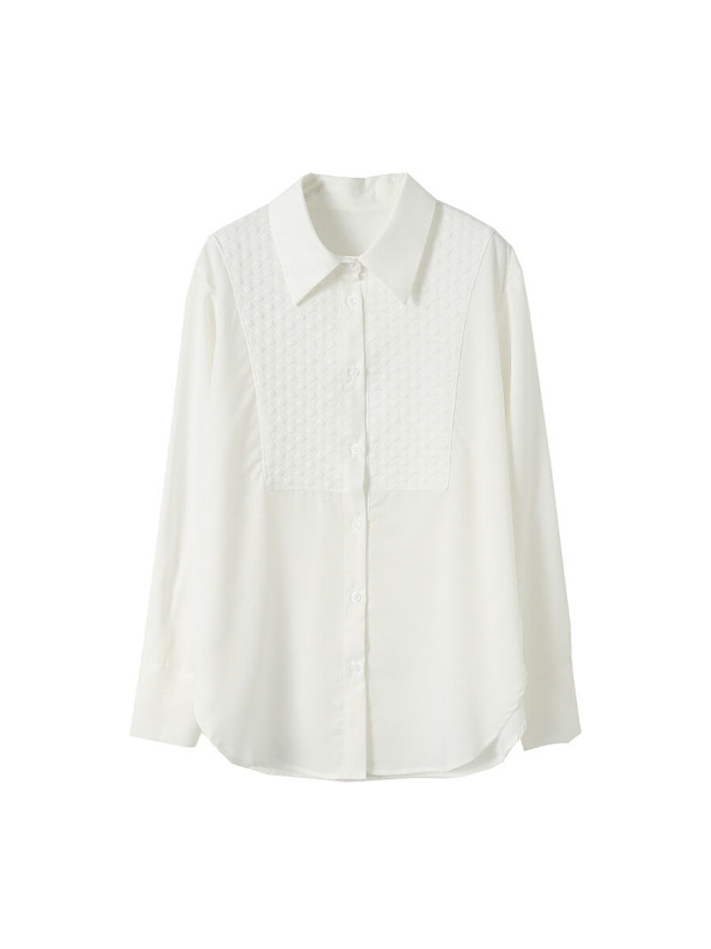 Oversized Long Sleeves Collar Slip  Blouse