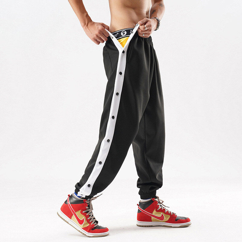 Oversized Straight Leg Joggers With  Side Poppers  Piping