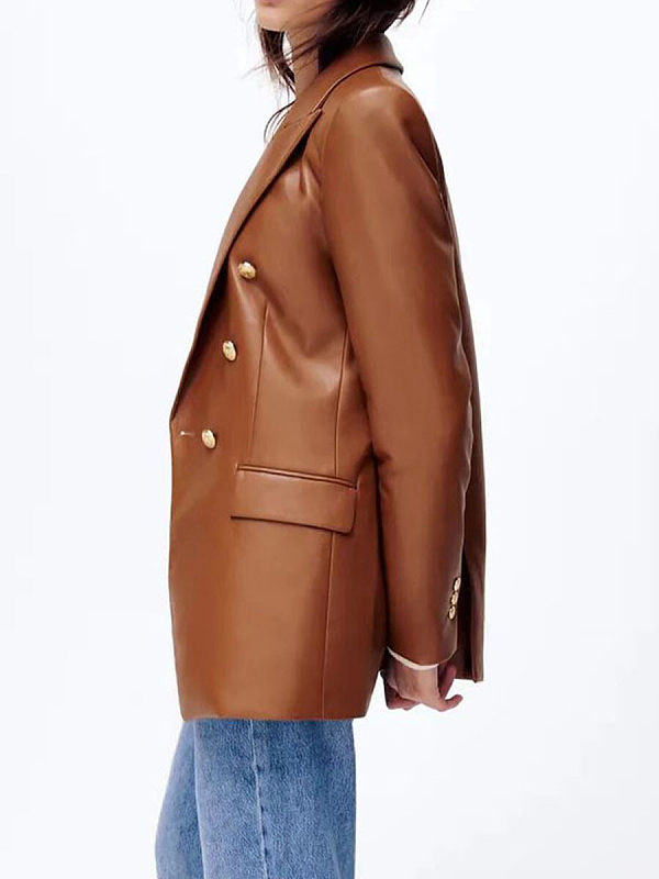 Leisure imitation leather jacket