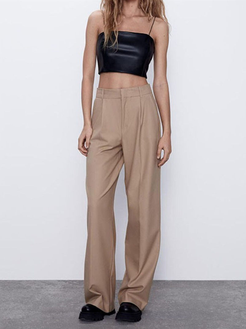 Tall waist leisure trousers