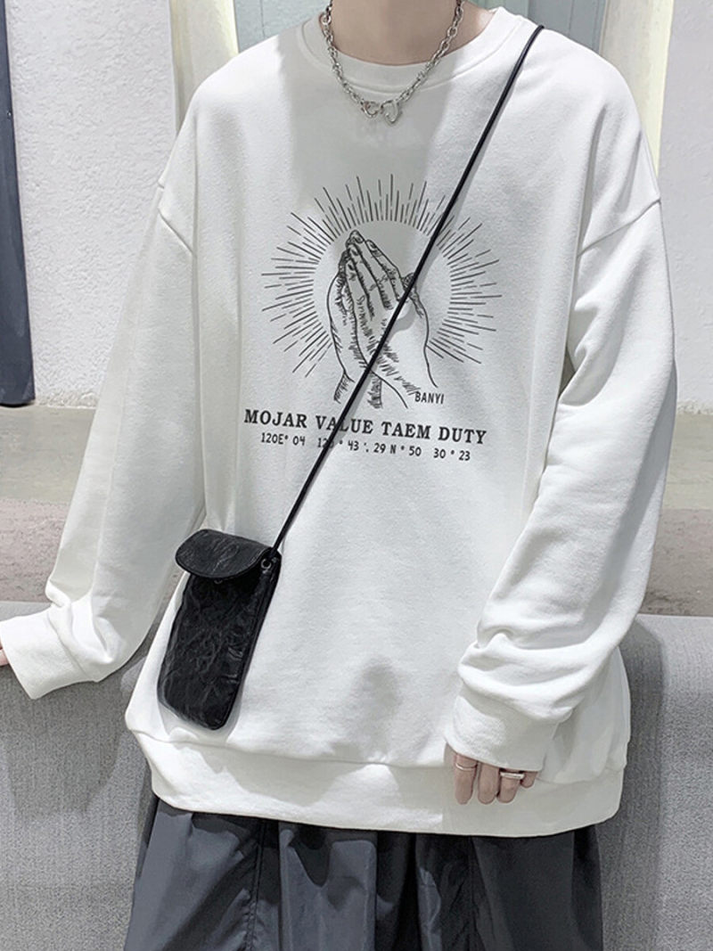 Oversize Crew Neck Sweat With Printed On Front