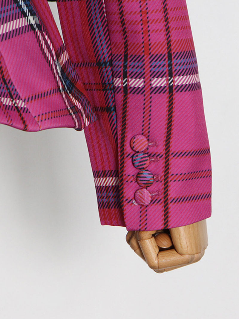 Grid hollow out short suit jacket