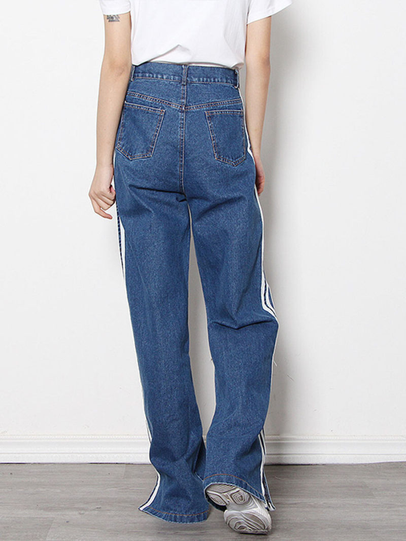 Tall waist bump color stitching jeans