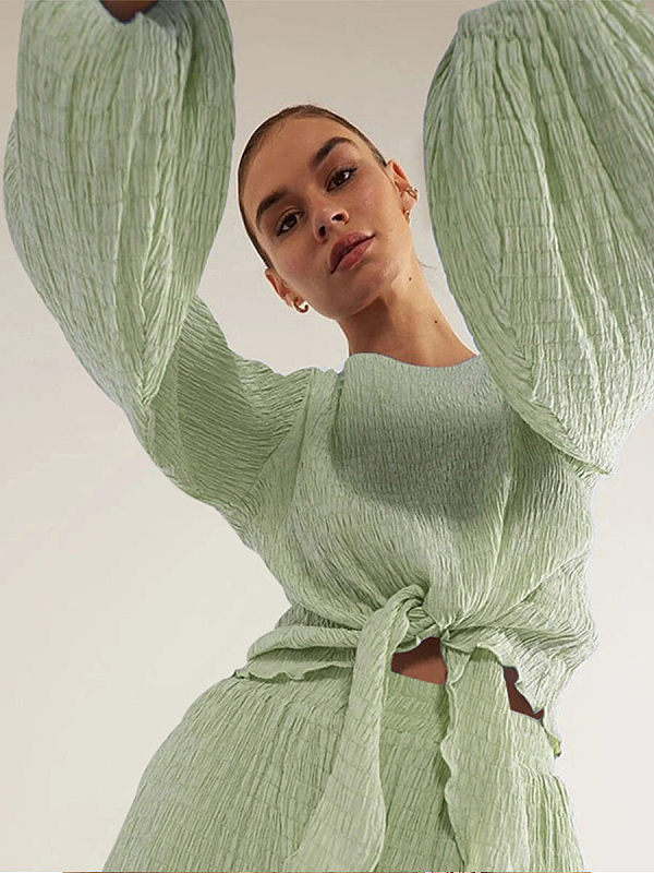 Long sleeve shirt  two-piece lantern sleeve