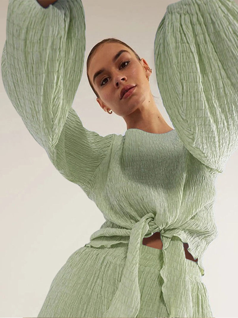 Long sleeve shirt  two-piece lantern sleeve