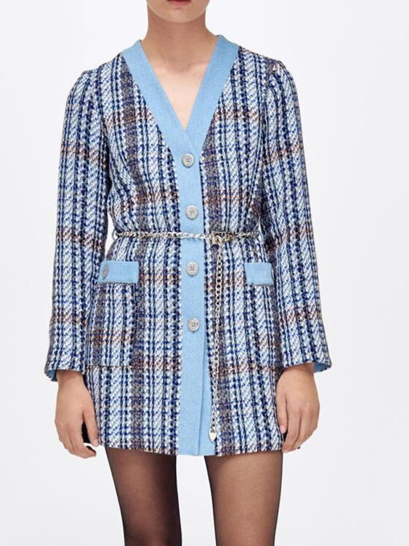 Grid tweed coat dress