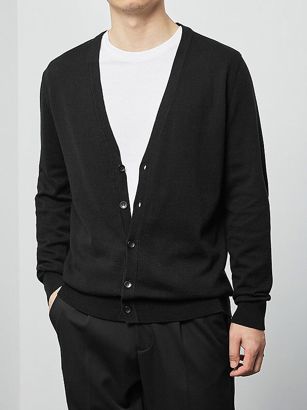 Topman Long Sleeve Knitted V-Neck Cardigan