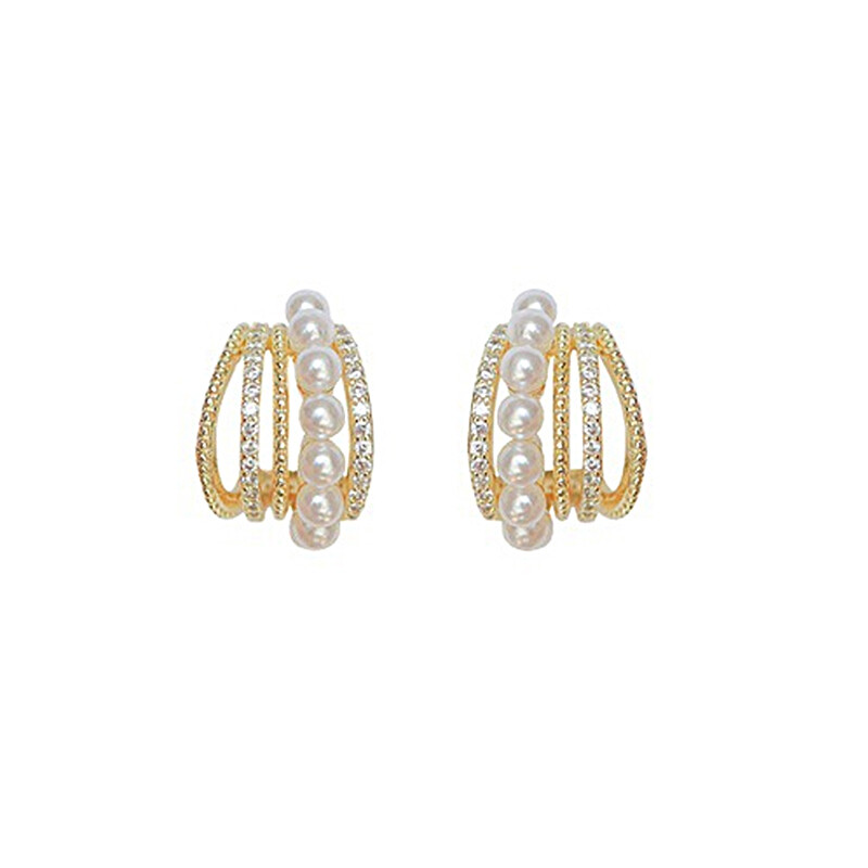 earrings Earrings with diamante in gold and pearls  s925 hoop