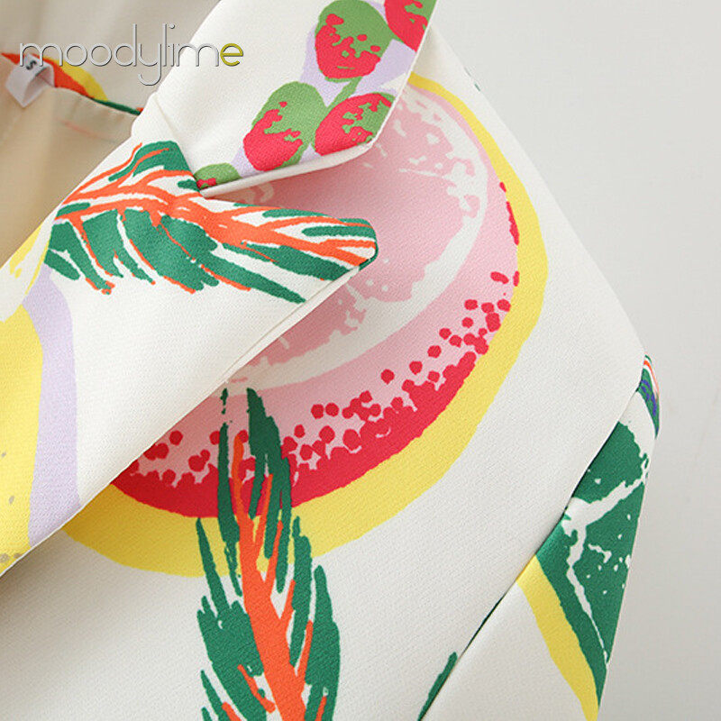 Lapel Neck Double Breasted Blazer In Printed