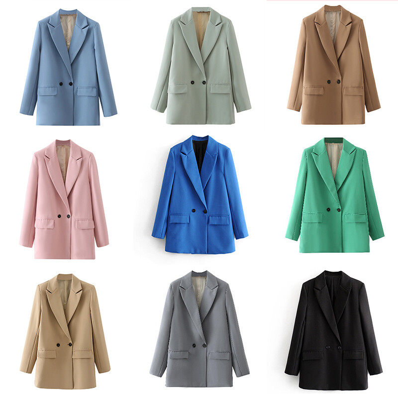 Lapel Neck Double Breasted Blazer