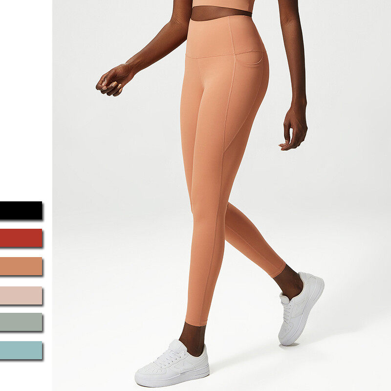 Ladies' Sports Yoga Leggings With Phone Pockets on Side