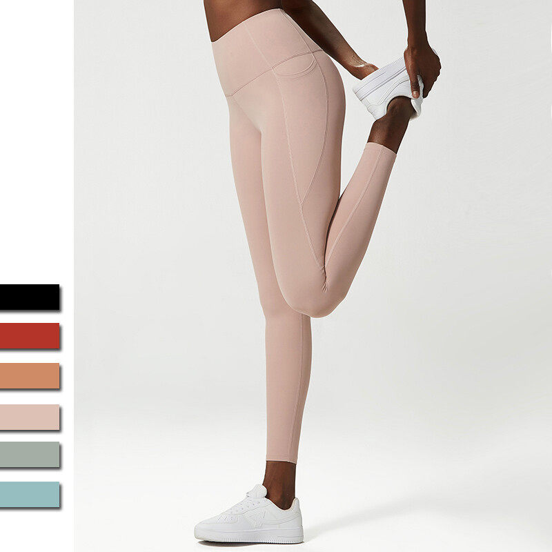 Ladies' Sports Yoga Leggings With Phone Pockets on Side