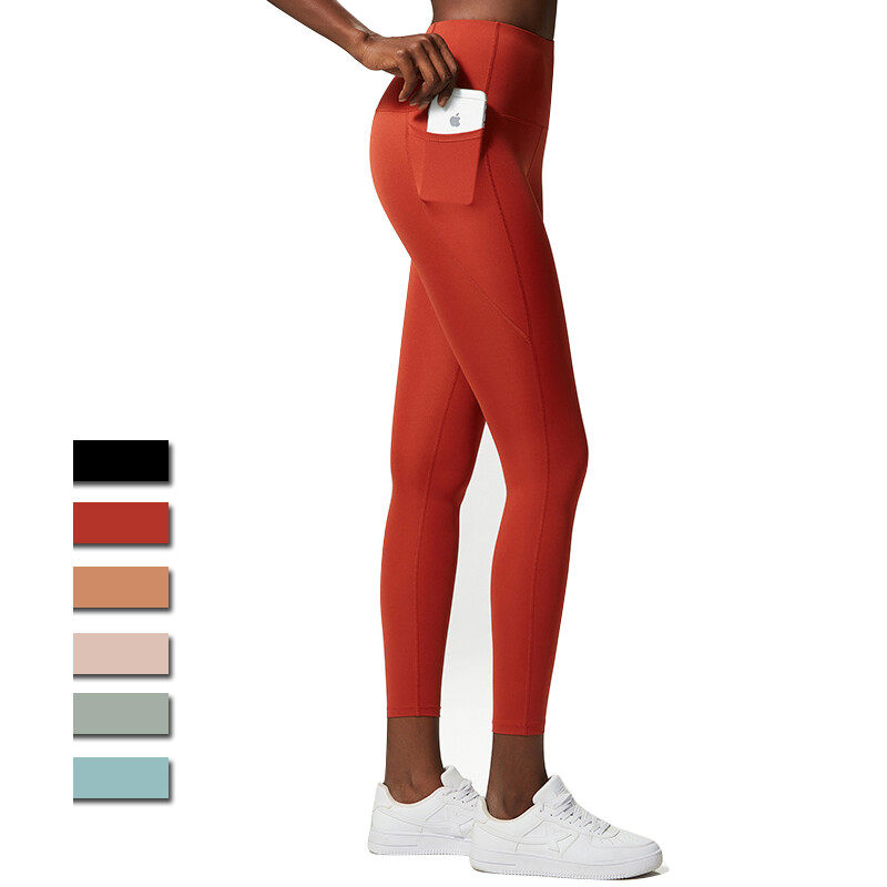 Ladies' Sports Yoga Leggings With Phone Pockets on Side