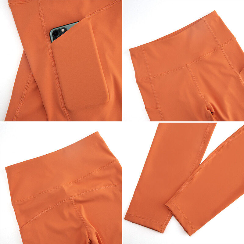 Ladies' Sports Yoga Leggings With Phone Pockets on Side