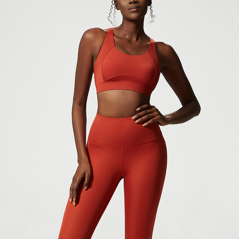 Ladies' Sports  Leggings with A Bra  2 pcs Sets