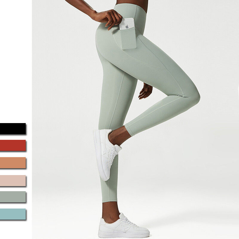 Ladies' Sports Yoga Leggings With Phone Pockets on Side