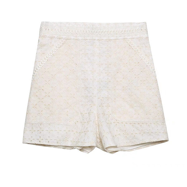 Deep V Neck Blouse In Embroider Fabric