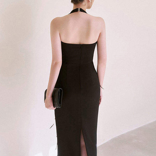 Bodycon Midi Dress with Feather