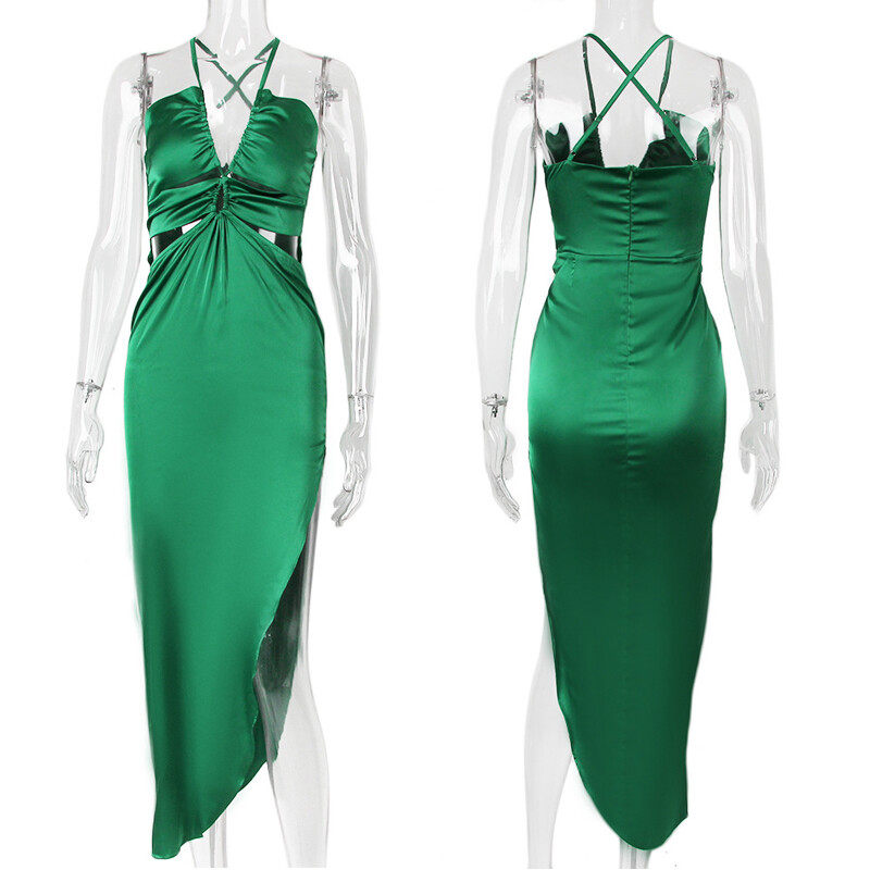 Satin Slit Maxi Dress