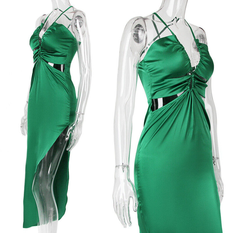 Satin Slit Maxi Dress