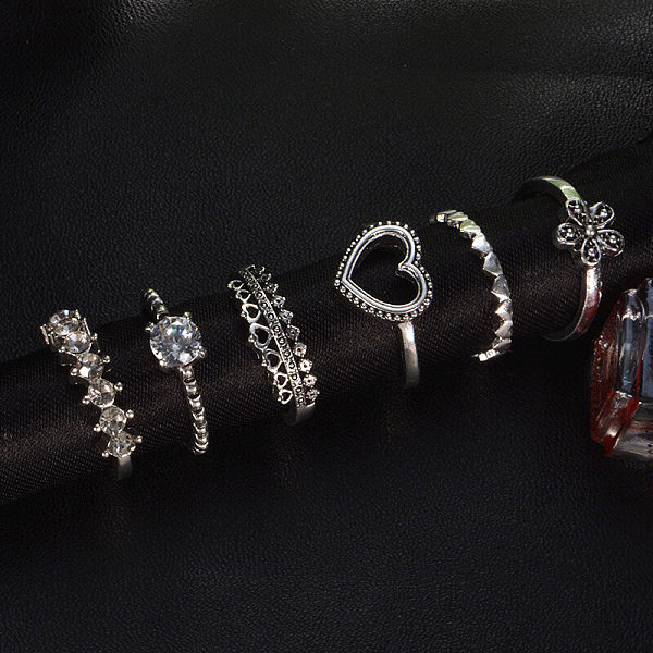 Vintage Love flower diamond ring 6-piece set