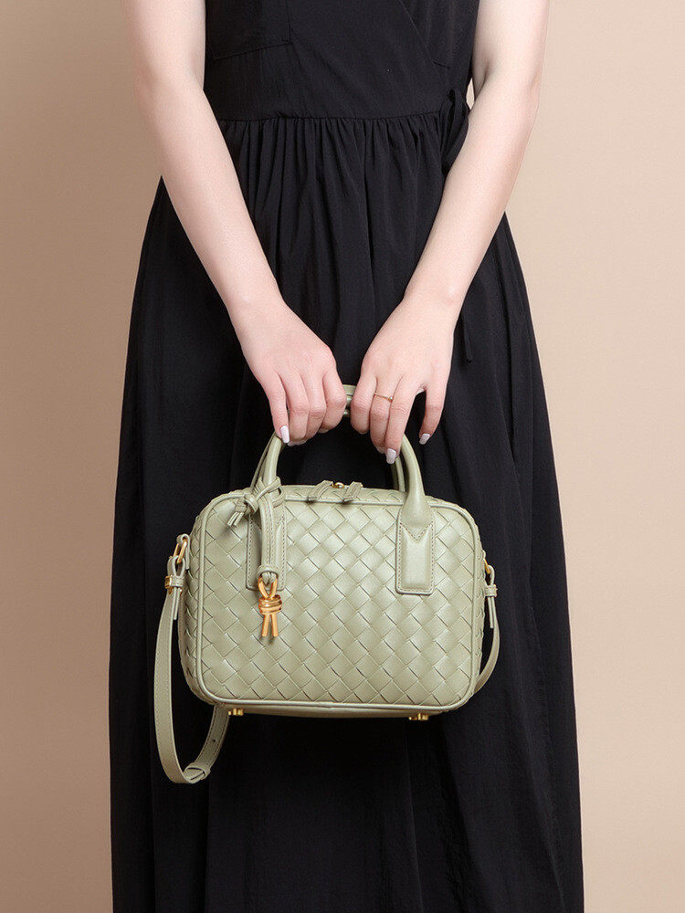 Hand-woven Leather Pillow Bag